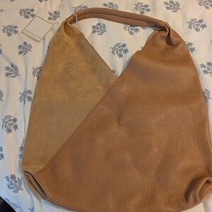 Isabella Fiore Tan Leather Hobo Bag